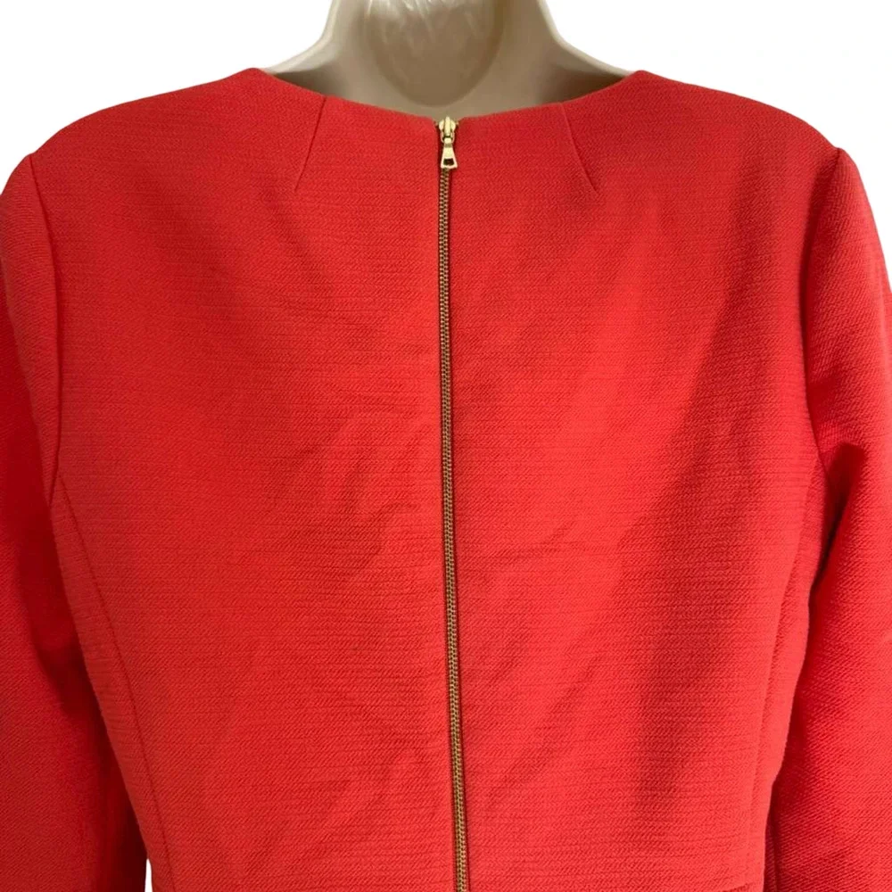 J Crew Womens Bell Sleeve Stretch Exposed Zipper Mini Dress Coral Pink sz 4